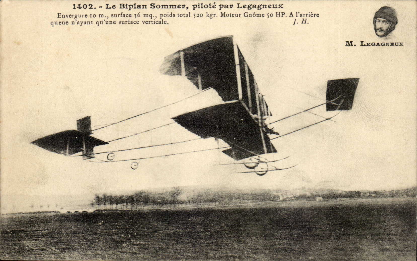 CPA Biplan Sommer pilote par Legagneux