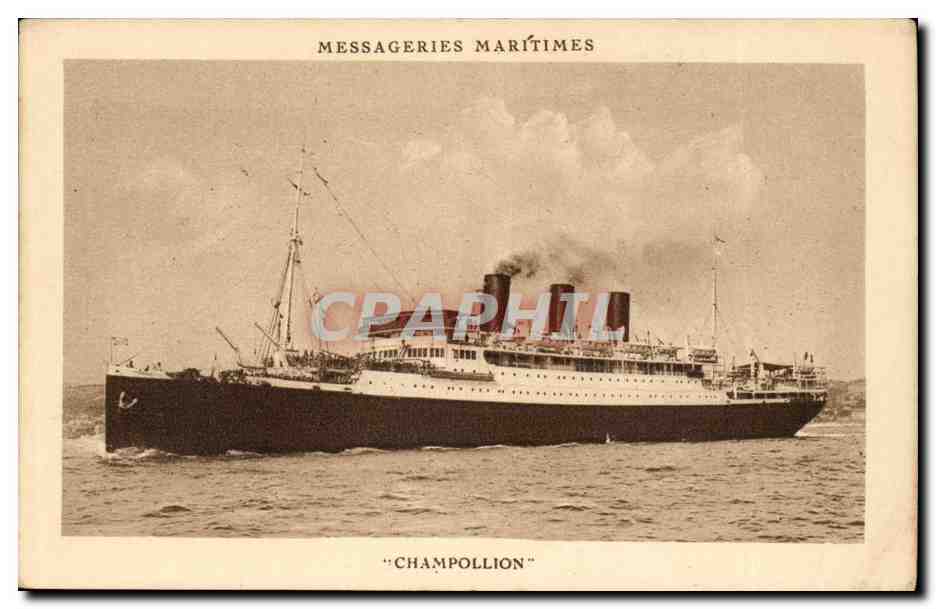 CPA Bateau Cie de Navigation mixte (Cie Touache) Paquebot Champollion Messageries Maritimes