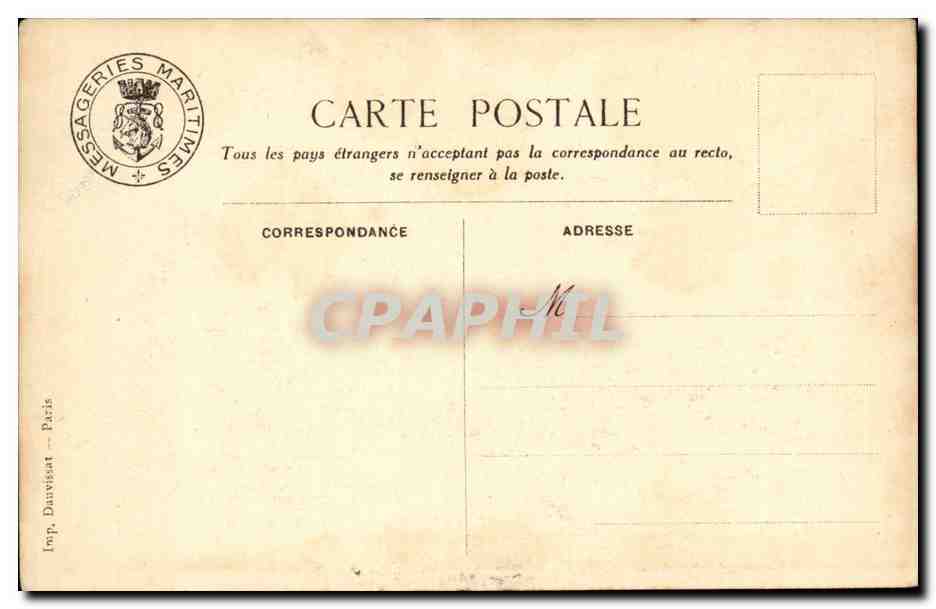 CPA Bateau Cie de Navigation mixte (Cie Touache) Paquebot Champollion Messageries Maritimes — Verso