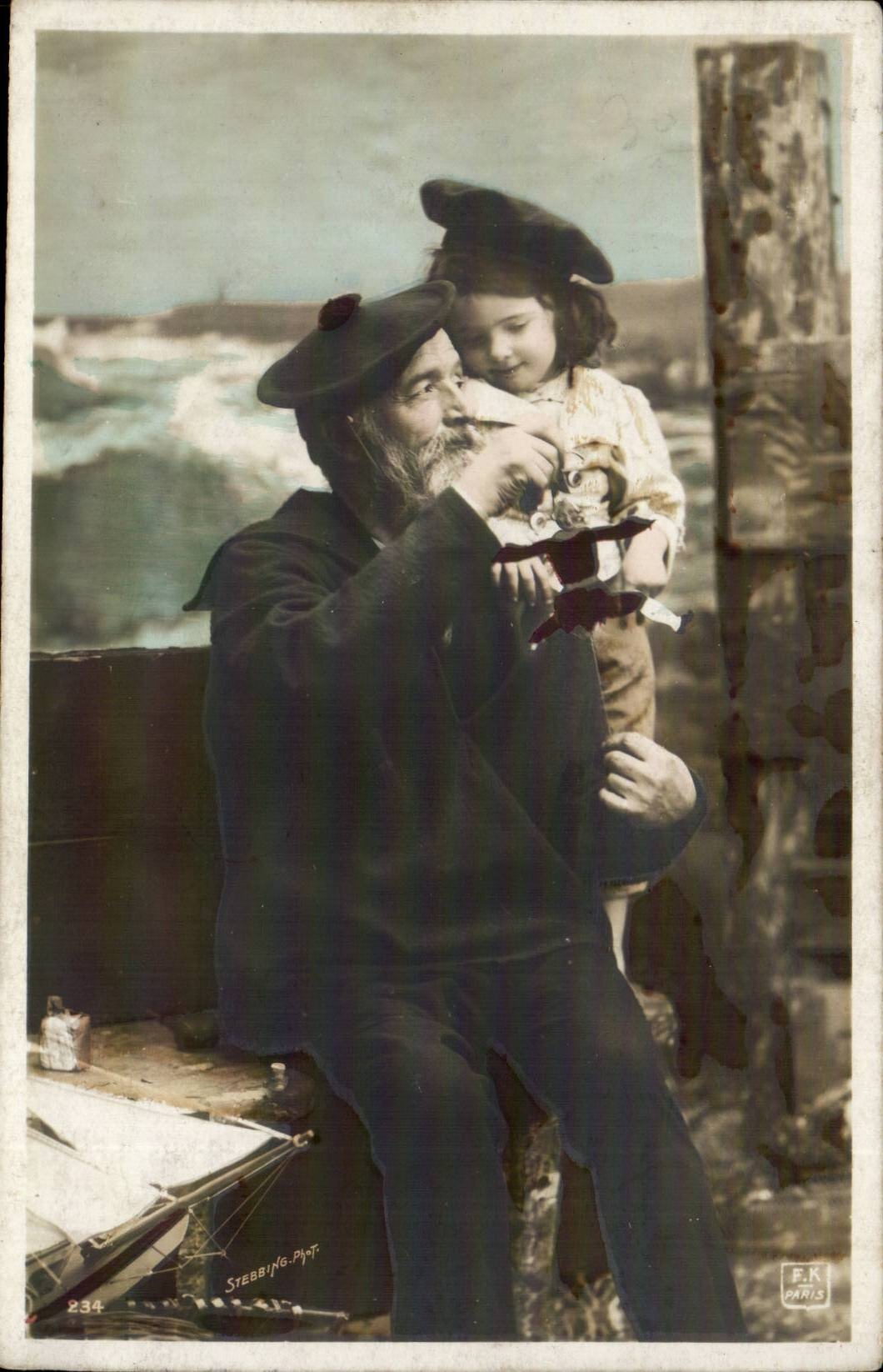 Pêcheur et enfant — scène maritime — Stebbing & Pylt, n°234