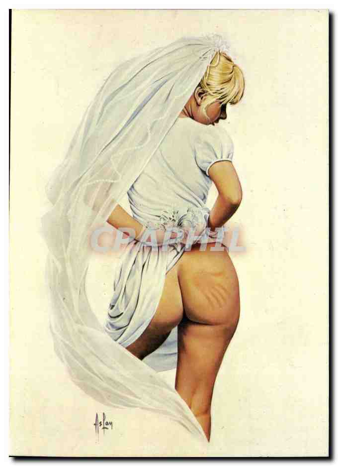 CPM Erotique Femme Nu Illustrateurs La Mariee par Aslan
