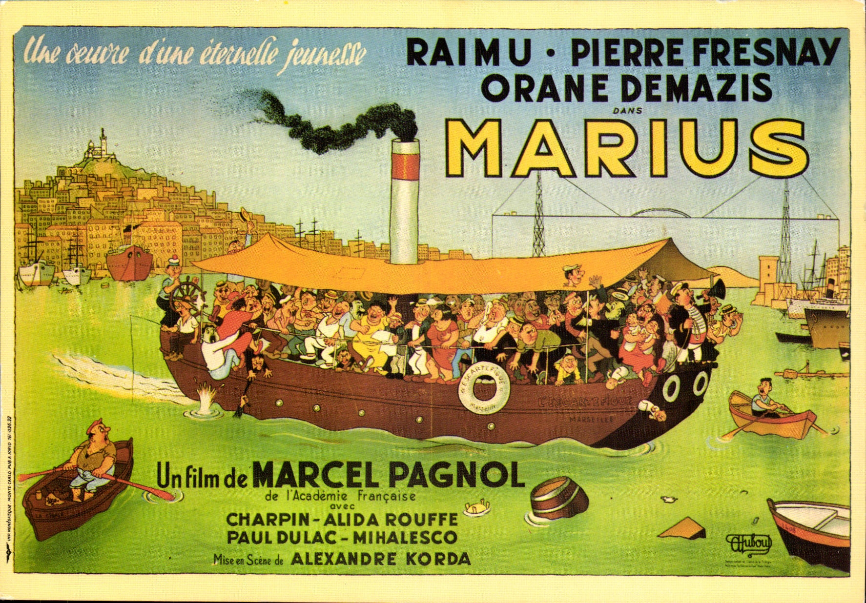 CPM Affiche cinema MAriUS Raimu Pierre Fresnay Orane Demazis Marcel Pagnol