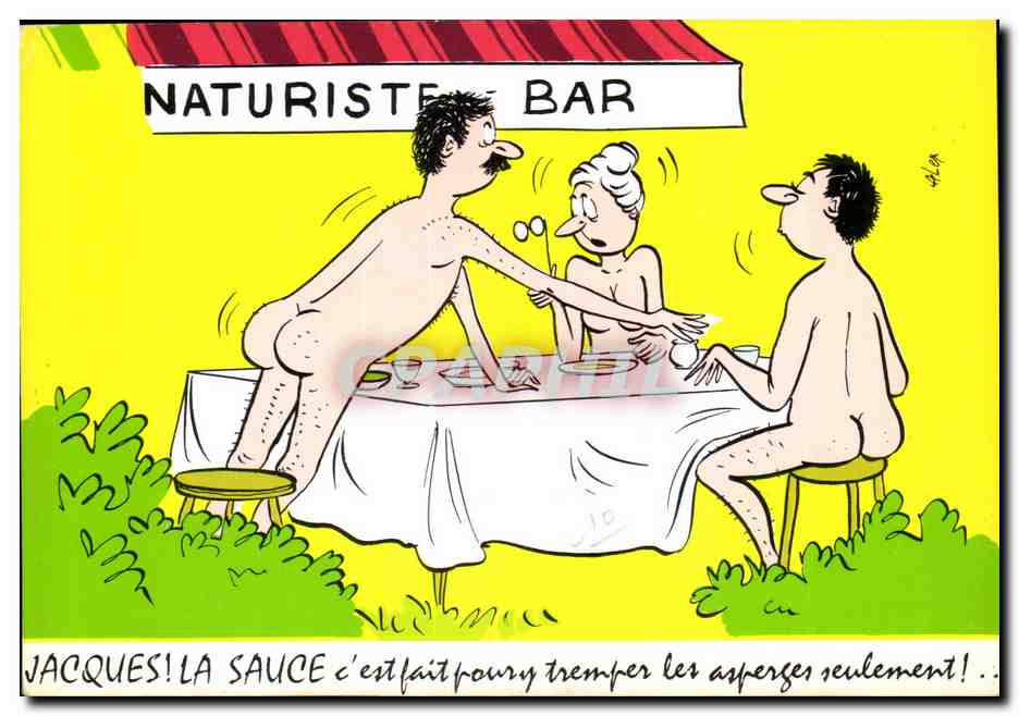 CPA Humour Club naturiste Jacques ! la sauce c'est fait pour tremper les asperges seulement Illustrateur Alexandre