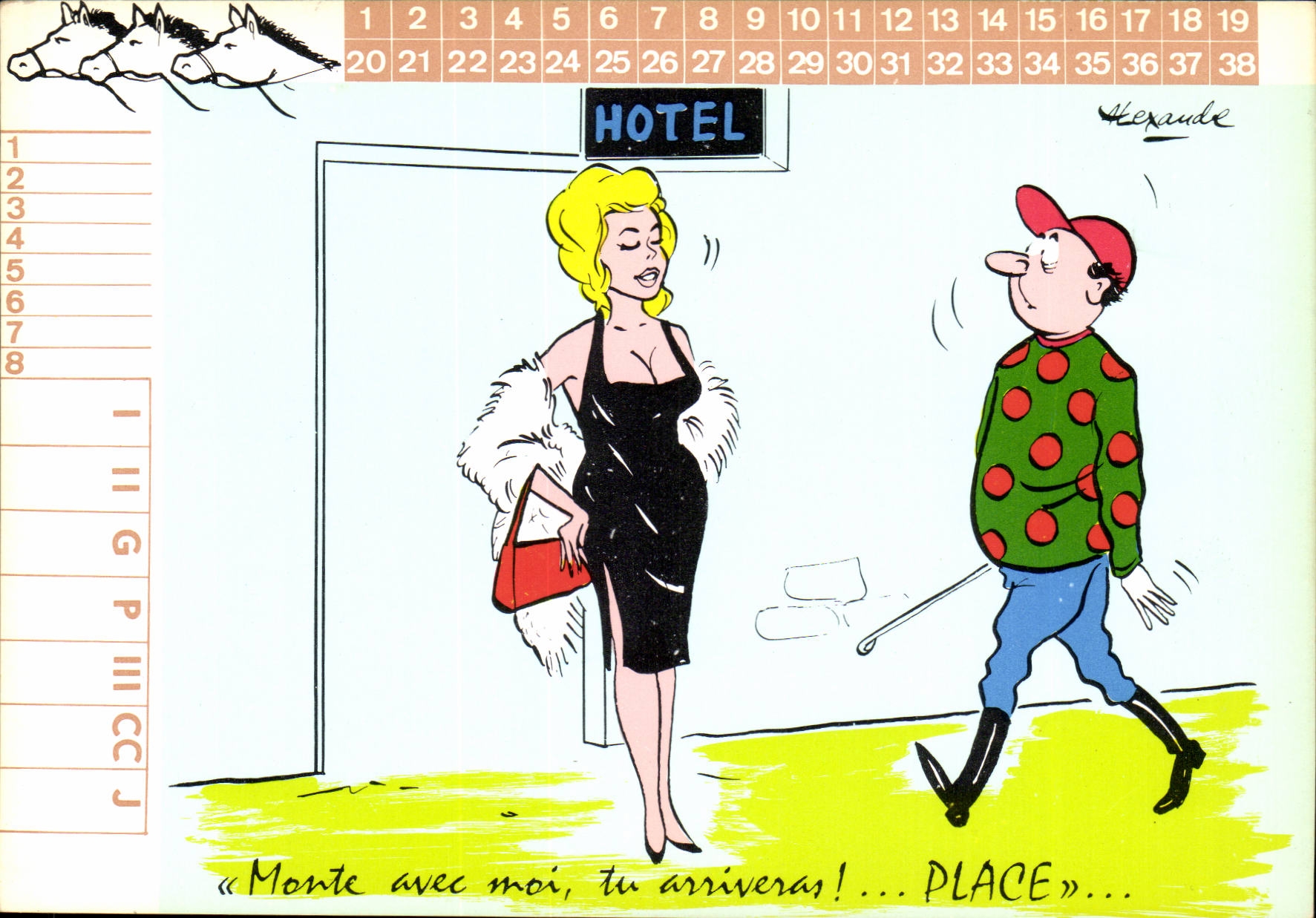 CPA Humour Monte avec moi tu arriveras Place illustrateur Alexandre Jockey cheval