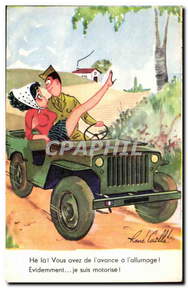 Soldat et femme dans un Jeep militaire — Rose Caille, n° 15730
