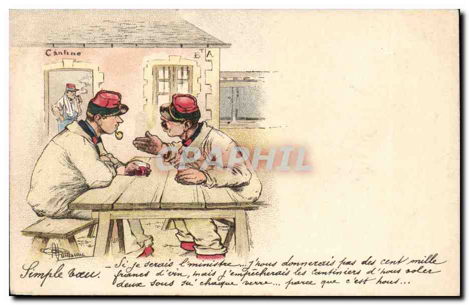 CPA Humour Cantine Soldats Militaria Illustrateur Guillaume