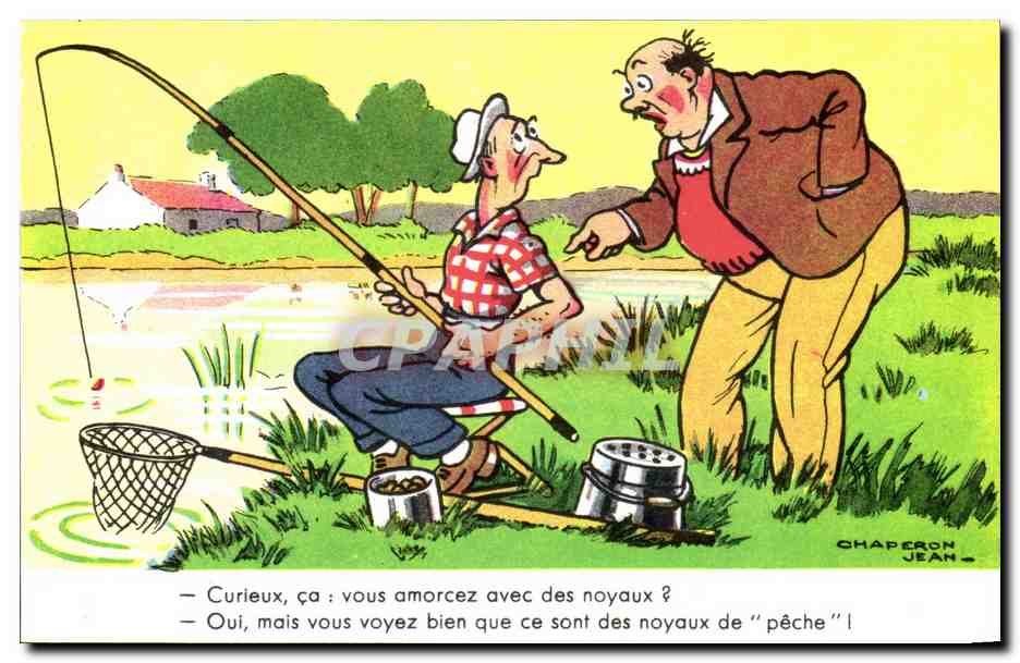 Pêcheur et curieux — humouristique — Chaperon Jean, série Humoristique 543