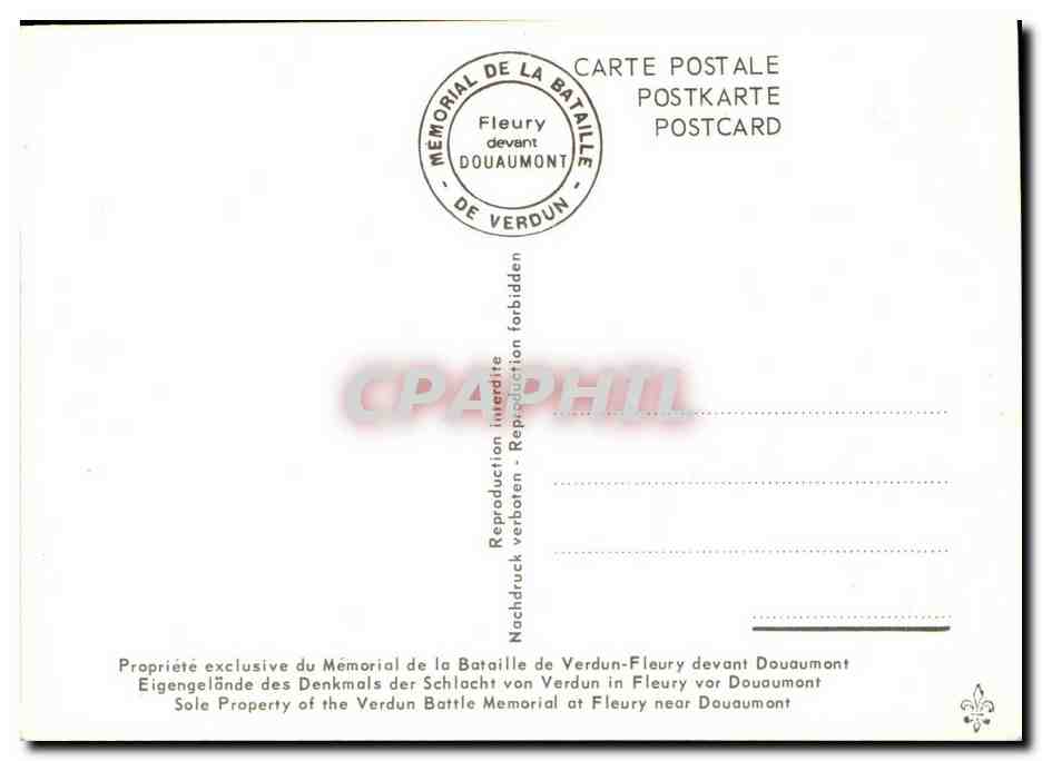 CPA Militaria Ce n'est qu'un au revoir Memorial de la bataille Verdun Felury devant Douaumont — Rückseite