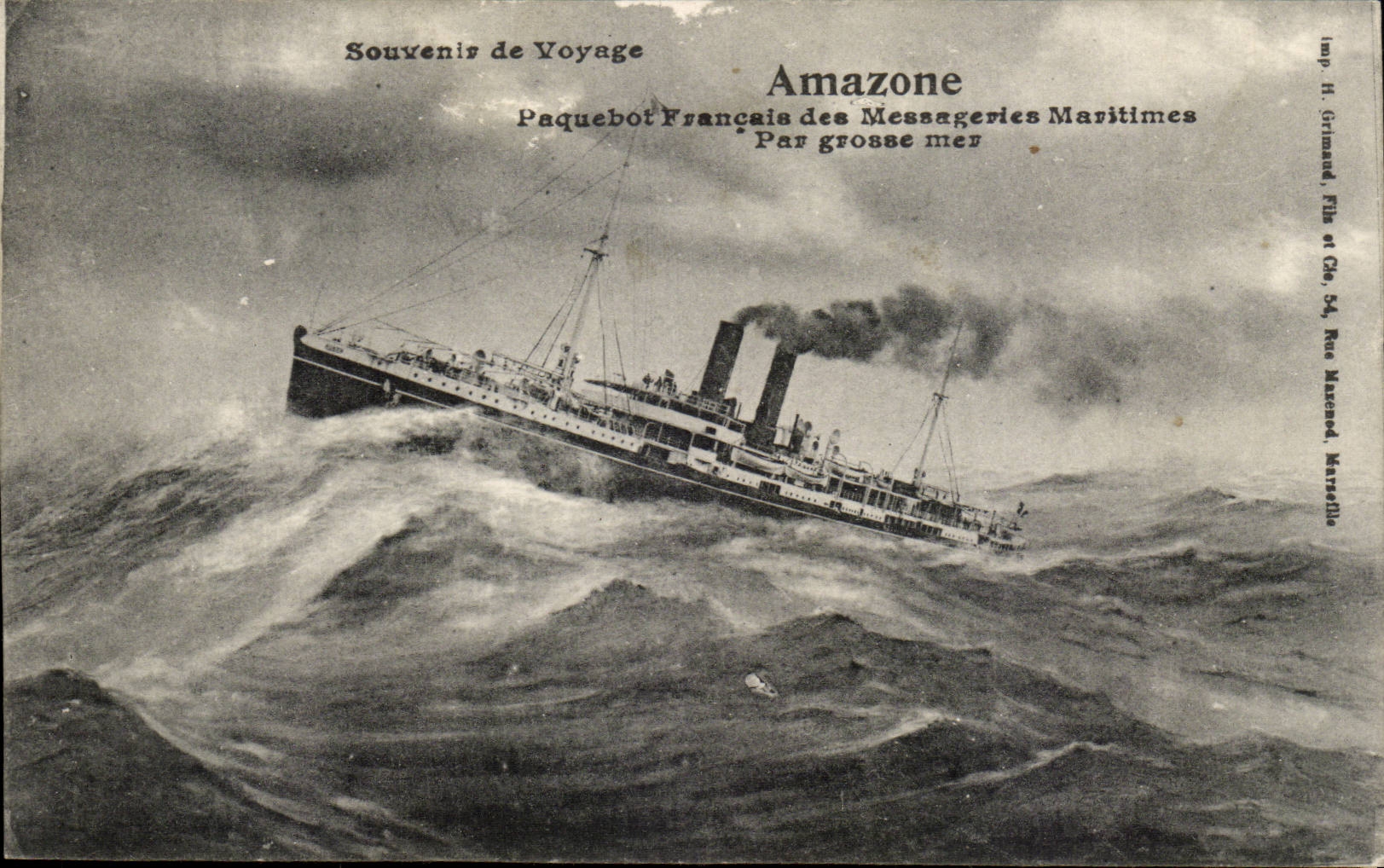 Schip Amazone — Herinneringen van een Reis — Imp. H. Grimand, Fil. et Cie, 54, Rue Masséna, Marseille