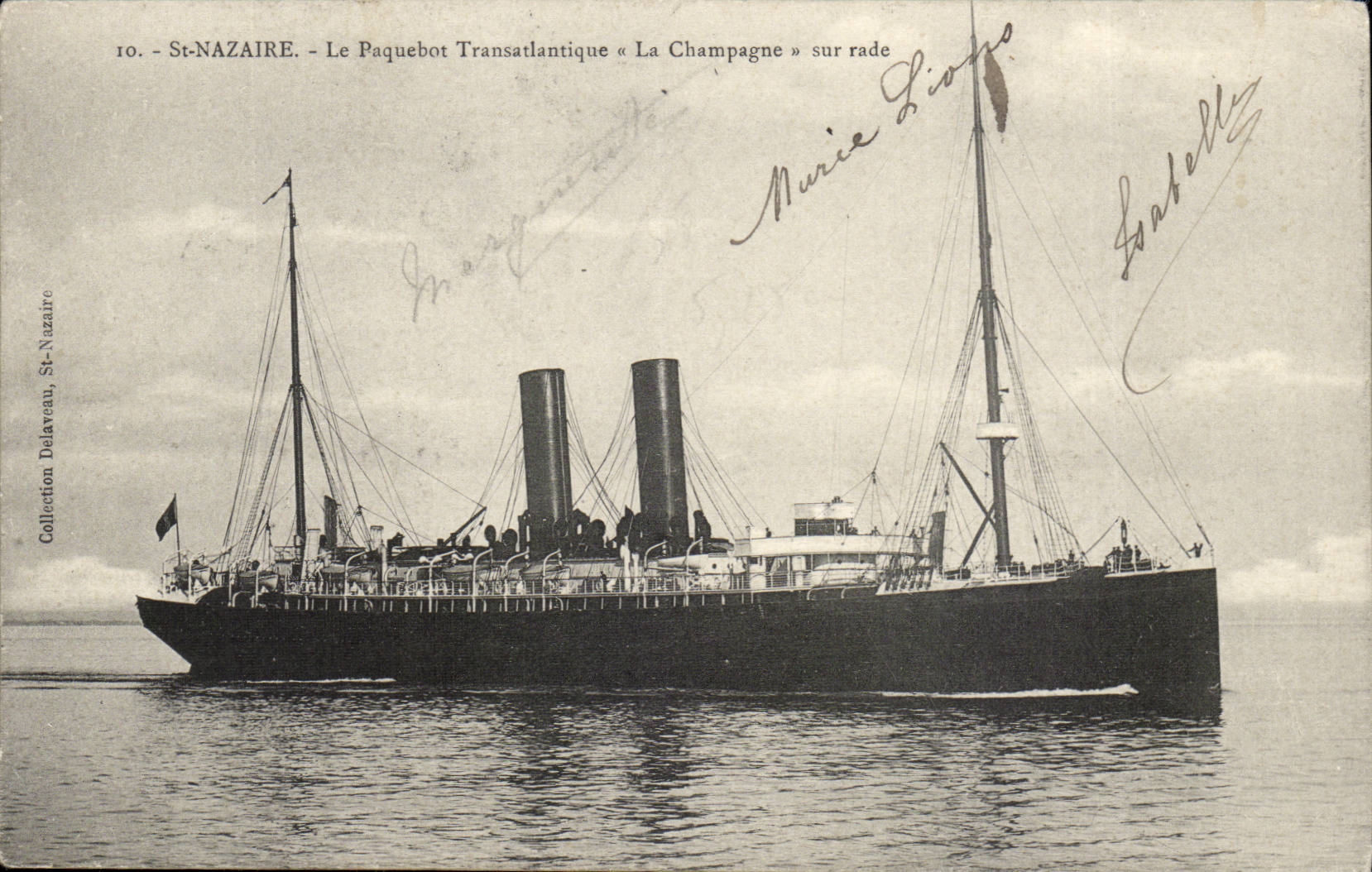 St-Nazaire — Le paquebot transatlantique « La Champagne » sur rade — Collection Delaveau