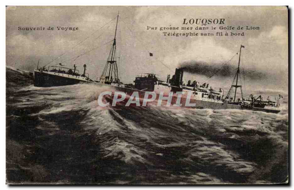 Bateau dans le Golfe de Lion — LOUQSOR — Souvenir de Voyage