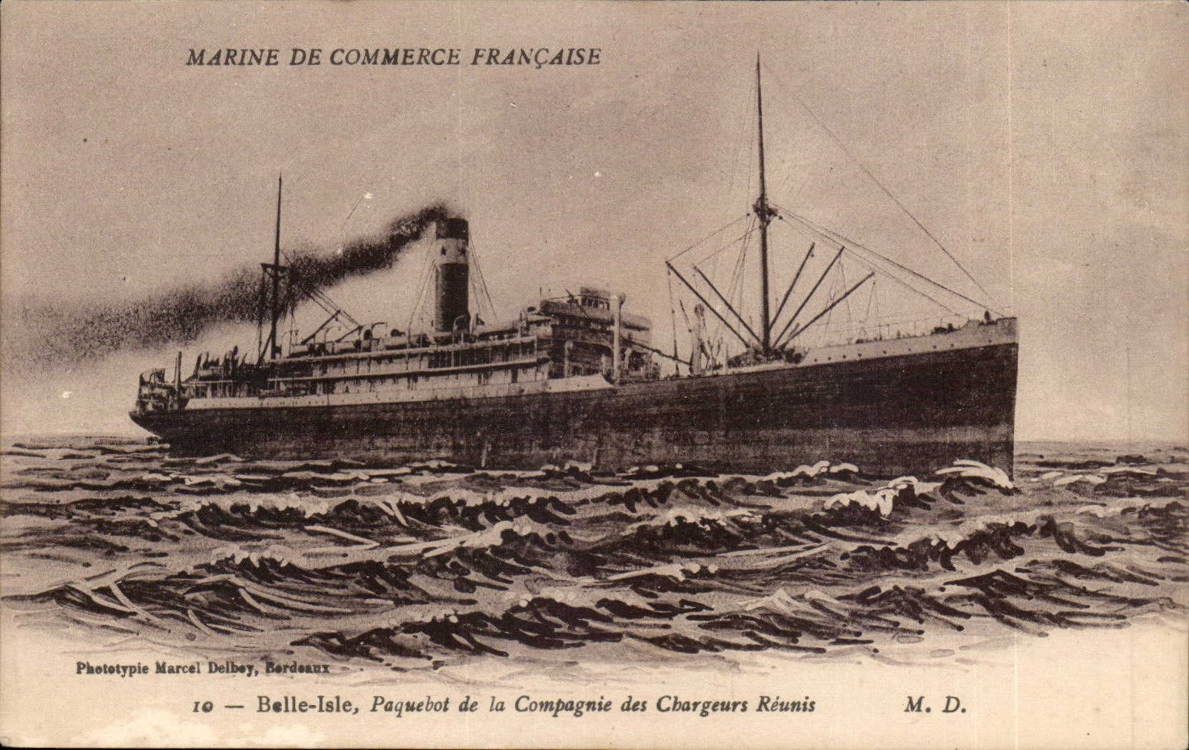 CPA MArine de Commerce Francaise Belle Isle Chargeurs Reunis