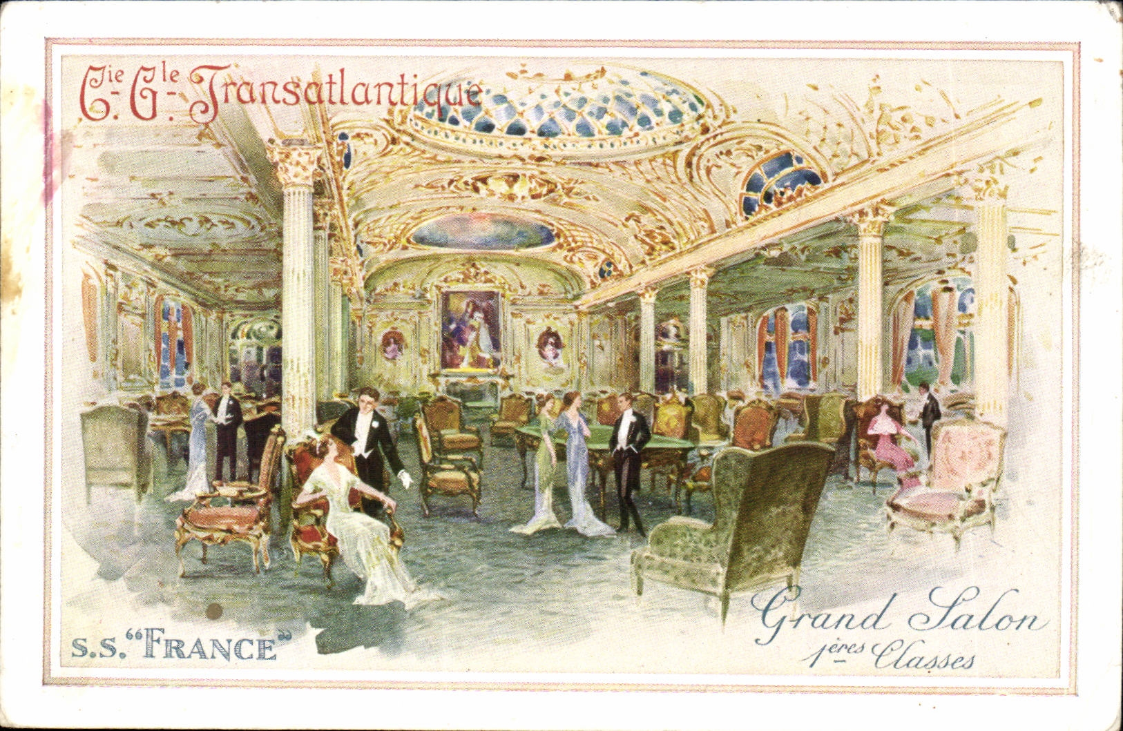 Grand Salon — Premières Classes — S.S. 'France' — Cie G.T. Transatlantique