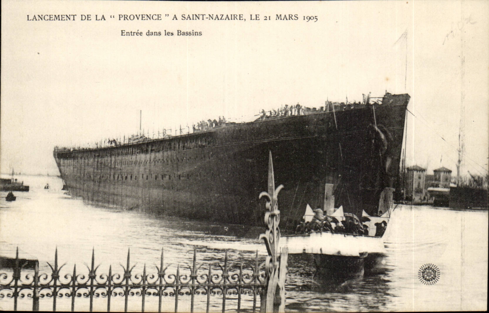 Lancement de la "Provence" à Saint-Nazaire — entrée dans les bassins — 21 mars 1905