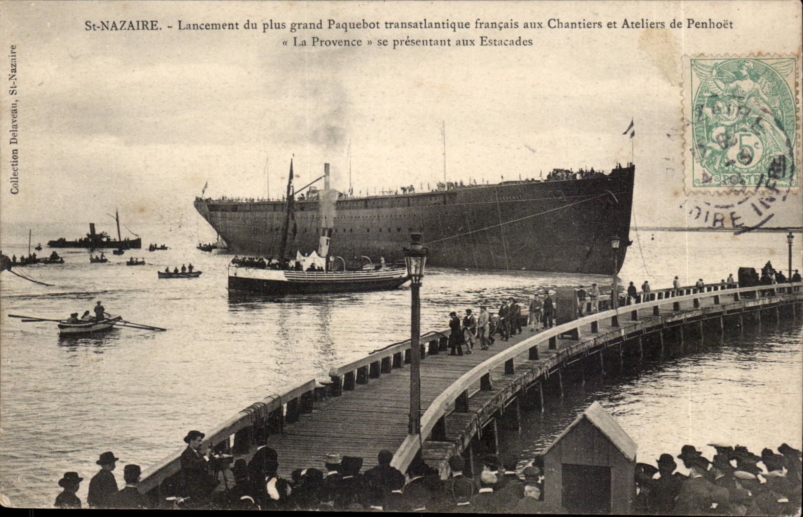 CPA St Nazaire Lancement du plus grand paquebot Penhoet Le Provence aux estacades