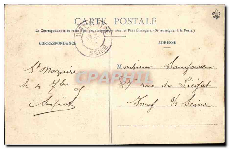 CPA St Nazaire Lancement du plus grand paquebot Penhoet Le Provence aux estacades — Rückseite