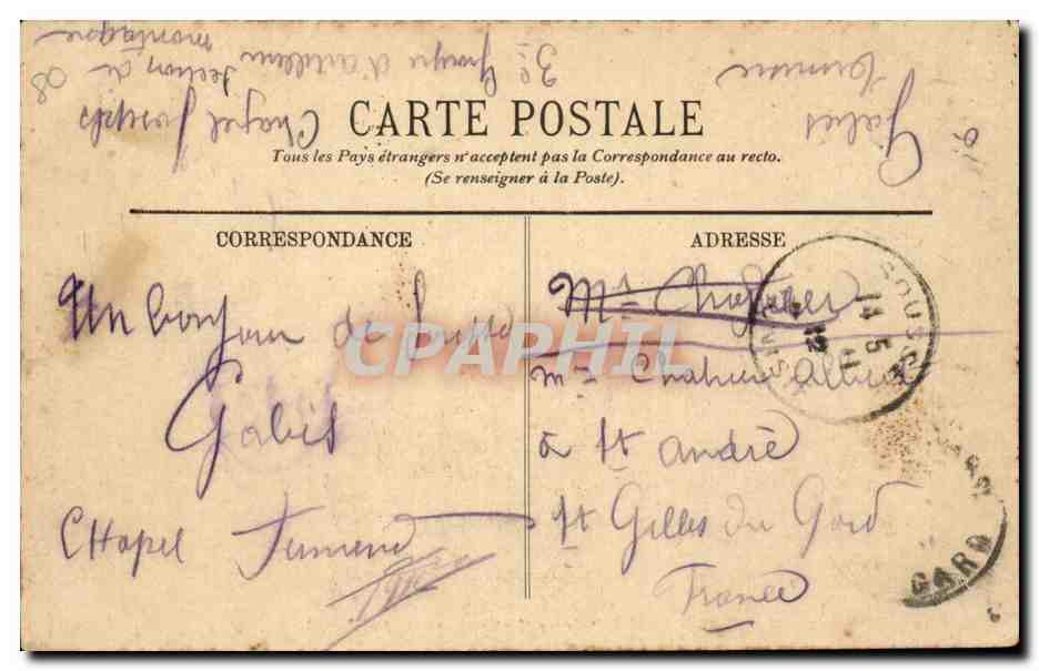 Sousse CPA la ville de Bone (Cie Transatlantique) quittant le port — Rückseite