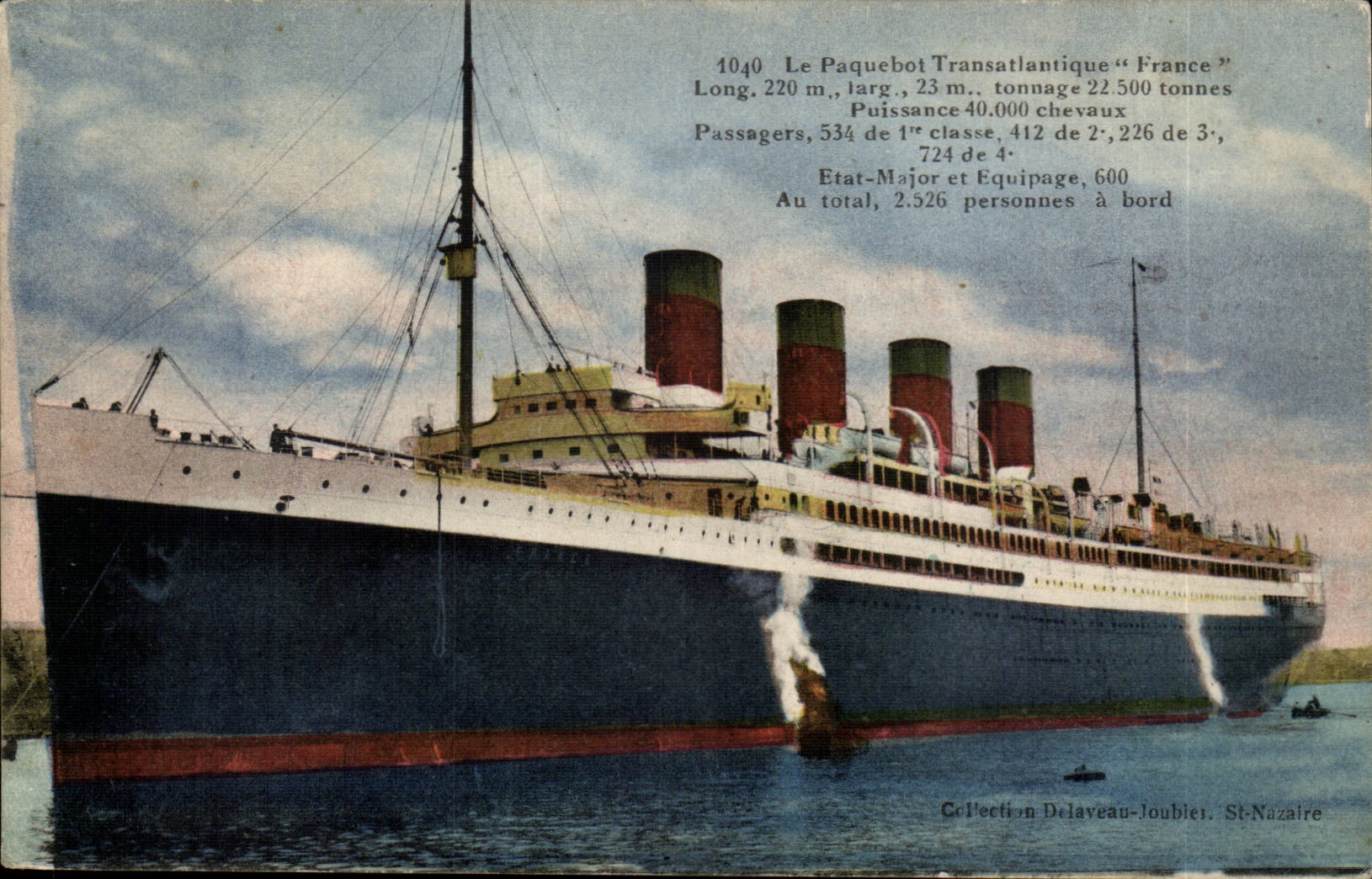 Le Paquebot Transatlantique "France" — St-Nazaire — Collection Delaveau-Joubliet, n°1040
