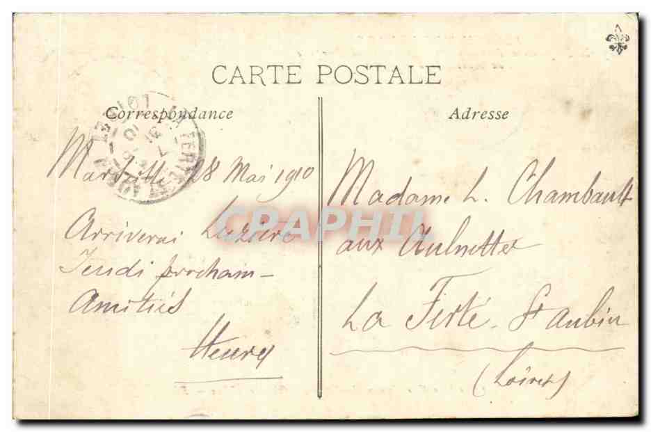 Paquebot à Turbines effectuant le service rapide de Marseille à Alger — Charles Roux — Éditeur Charles Roux — n°1714 — Verso