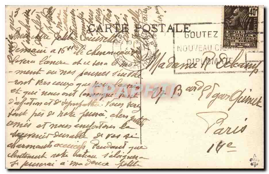 CPA Bateau SS Chenonceaux Paquebot des Messageries Maritimes — Verso