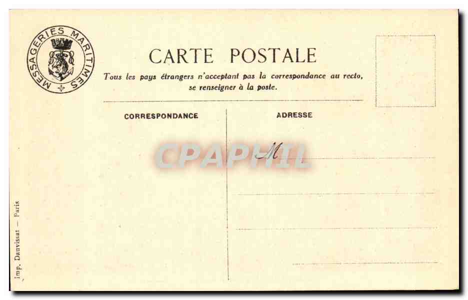 Le Fumoir des 1ères classes — "D'ARTAGNAN" — Messageries Maritimes — Verso