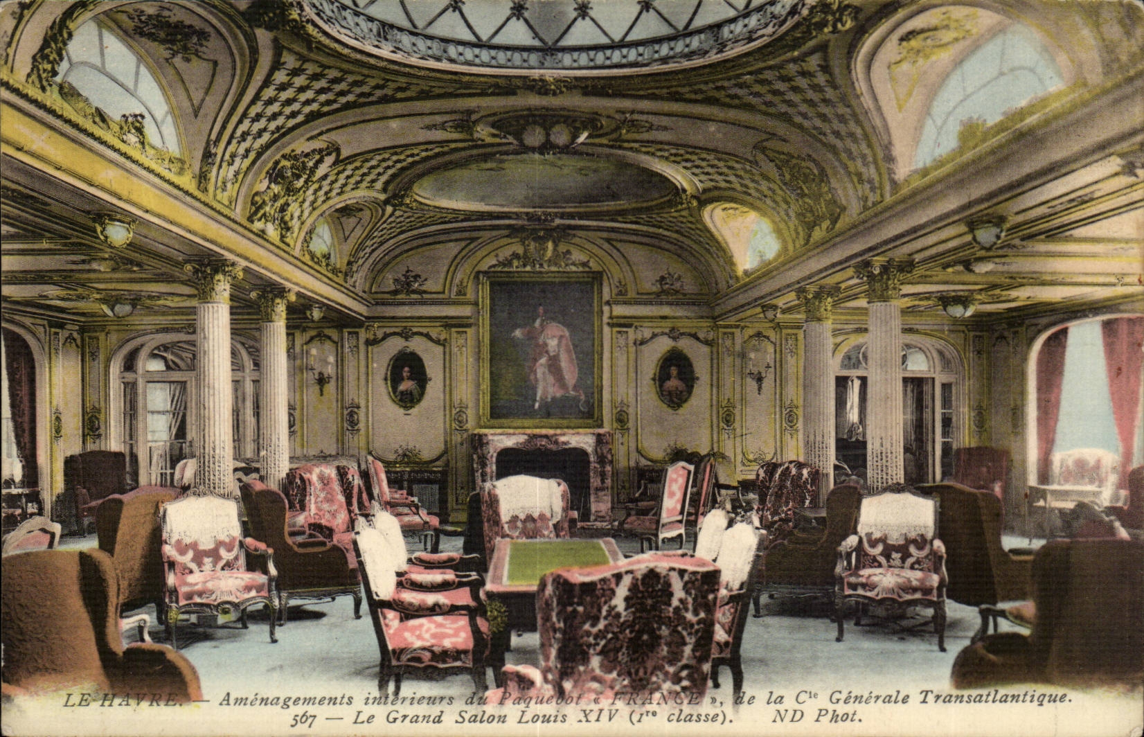 Le Havre — Aménagements intérieurs du Paquebot « France », Le Grand Salon Louis XIV (1ère classe) — ND Phot.