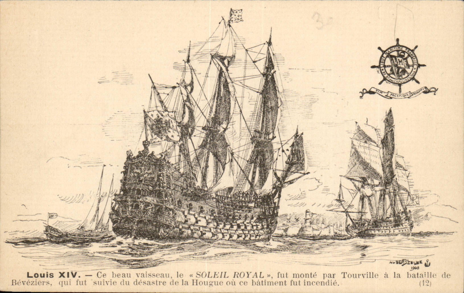 Bataille de la Hougue — Le Soleil Royal — Éditeur A. Bévéziers, n°12