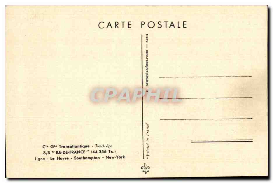 Ile de France — Côte d'Azur — Ligne Transatlantique — Achterkant