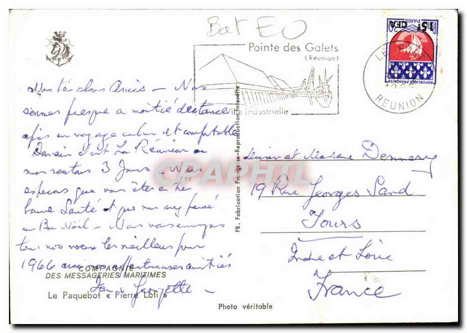 CPM Messageries maritimes Paquebot Pierre loti — Verso
