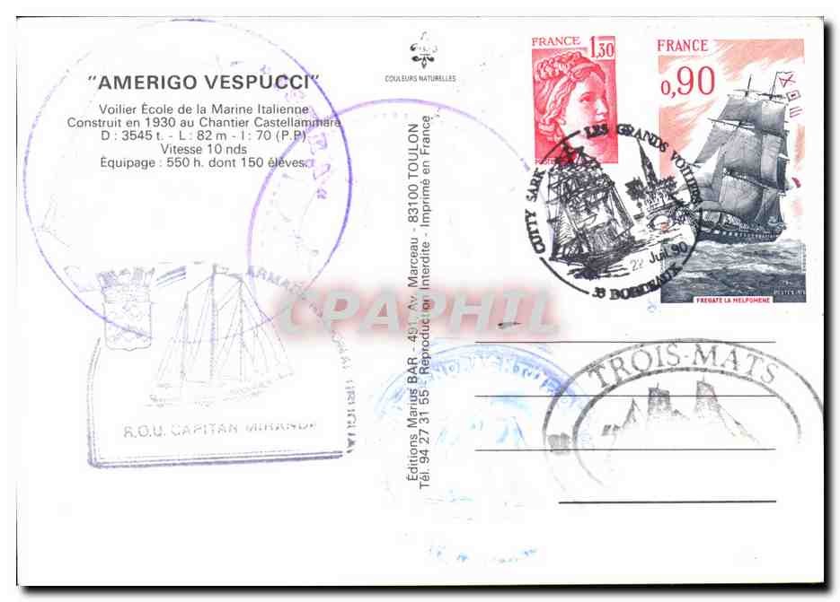 Le voilier "Amerigo Vespucci" — École de la Marine Italienne — Éditions Marius BAR — Achterkant