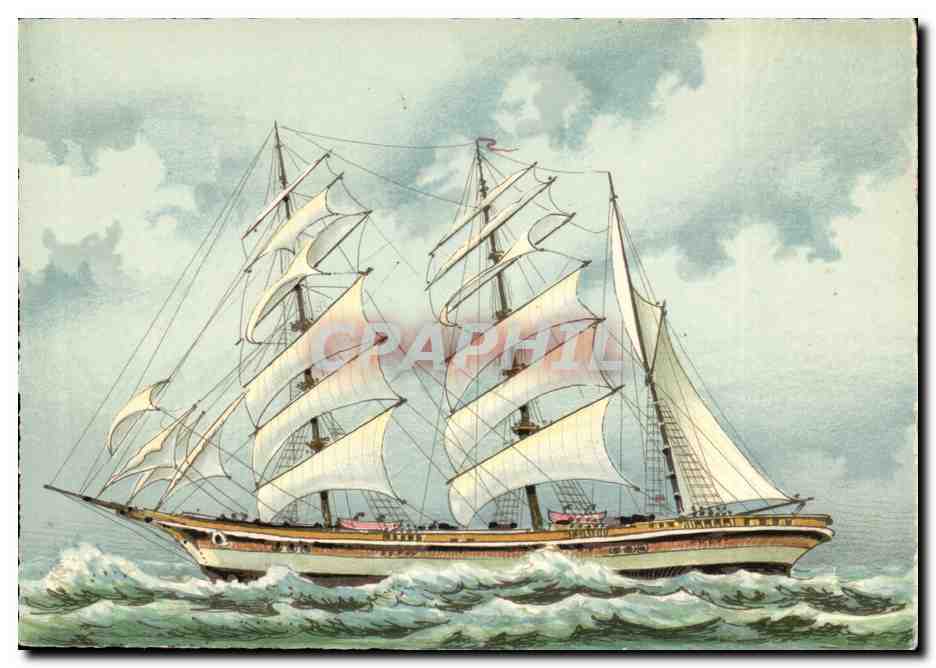 Navire à voile — Bateau à voile en mer — M. Borne & J. Ouyret, Paris