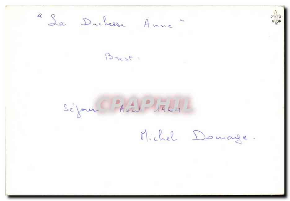 CPM La duchesse Anne Brest sejour 1964 Michel Domarge — Verso