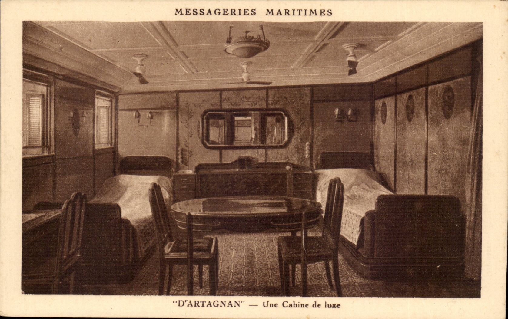 Cabine de luxe — Messageries Maritimes — "D'ARTAGNAN" — Imp. Dauvissat - Paris