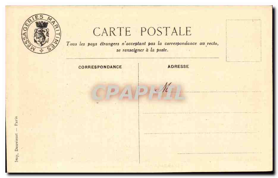 Cabine de luxe — Messageries Maritimes — "D'ARTAGNAN" — Imp. Dauvissat - Paris — Back