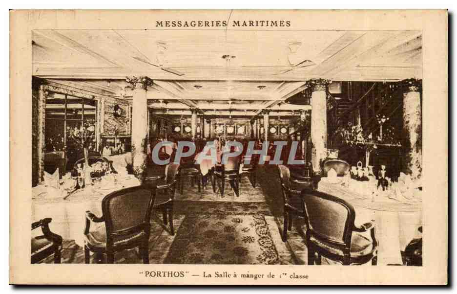 CPA Messageries maritimes Porthos La salle a manger de 1ere classee Paquebot