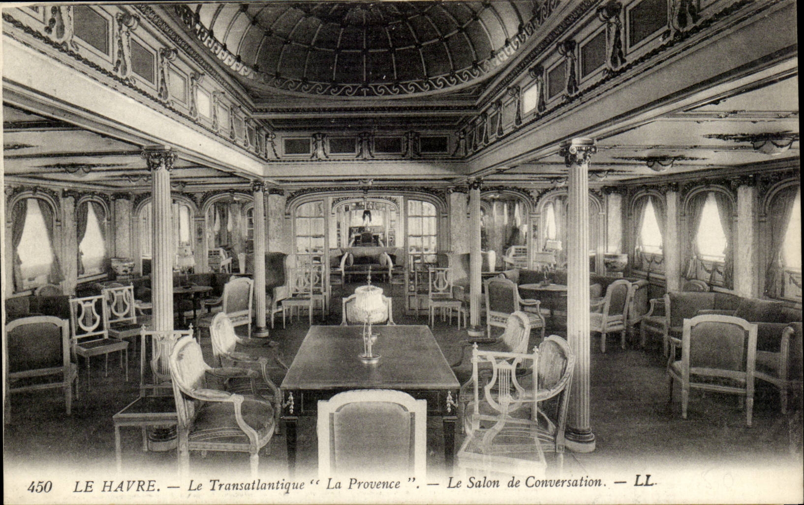 CPA Le Havre La Transatlantique La provence le salon de conversation PAquebot