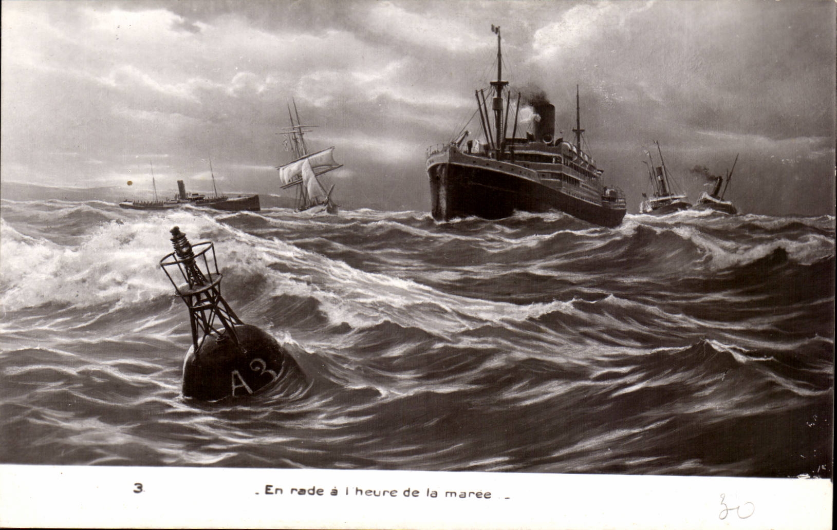 CPA Bateau En rade a l'heure d ela maree PAquebot