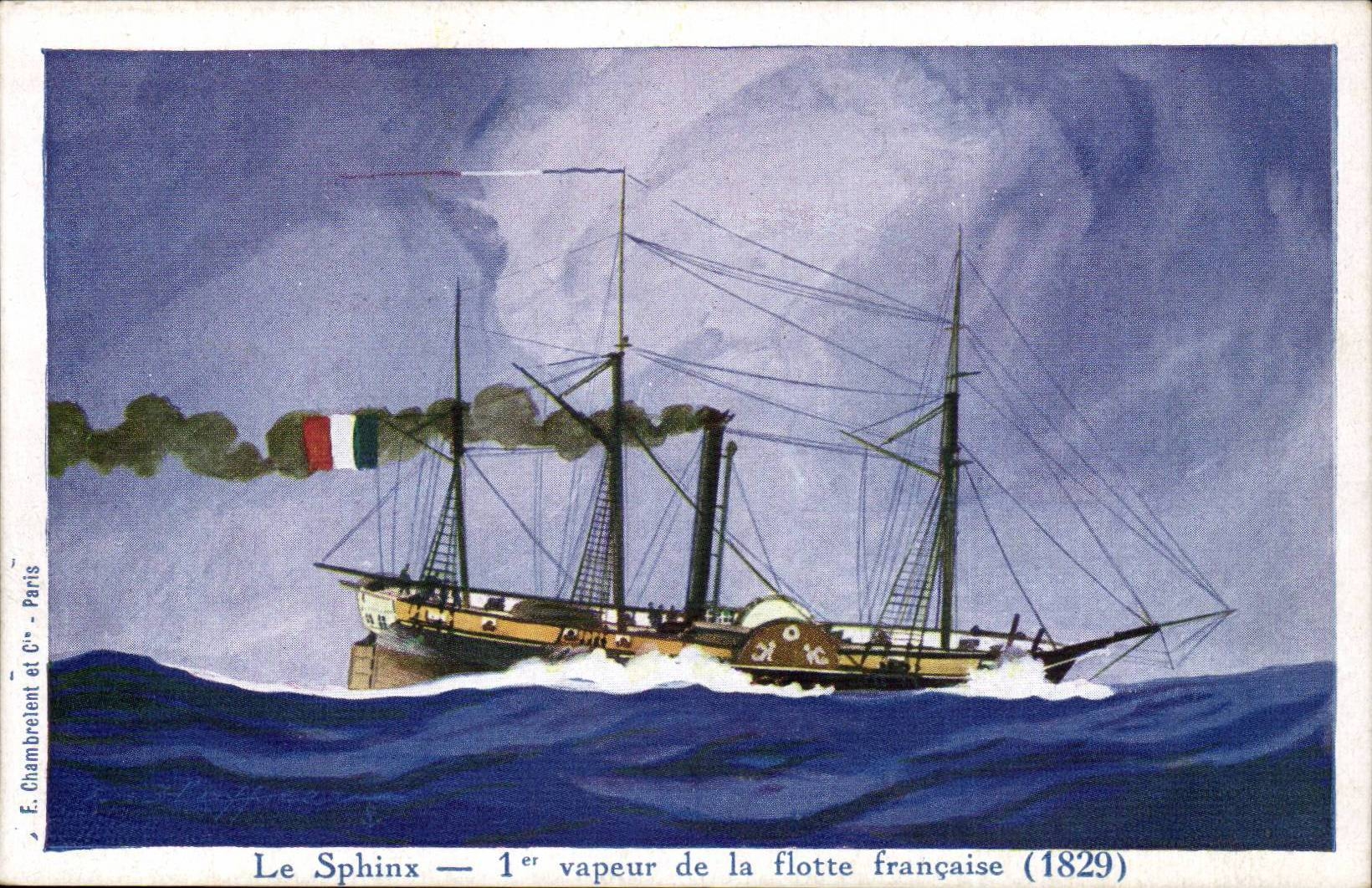 CPA Bateau Le Sphinx 1er vapeur de la flotte francaise (1829)