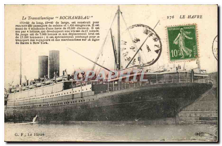 El transatlántico "ROCHAMBEAU" — Le Havre — G. F. Le Havre