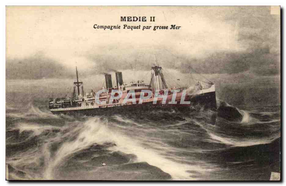 Le paquebot MEDIE II — Compagnie Paquet par grosse Mer — éditeur non visible