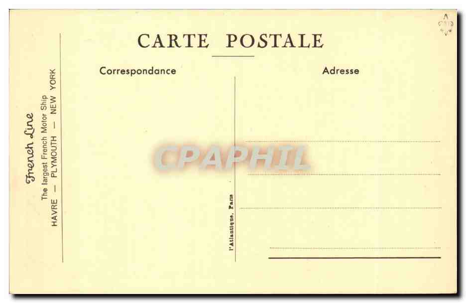 M/S "LAFAYETTE" — C.G. TRANSATLANTIQUE — carte postale — Reverso