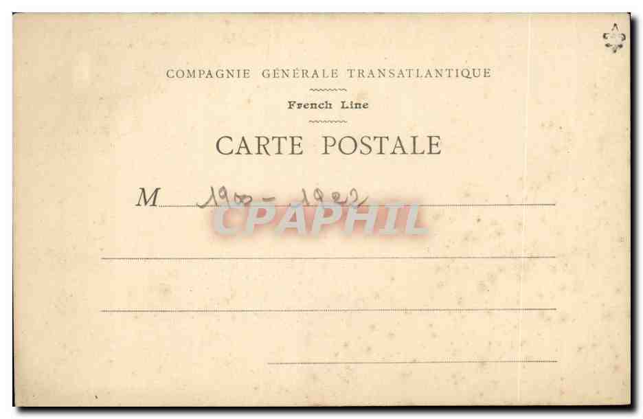 CPA La Lorraine Compagnie Generale Transatlantique — Verso