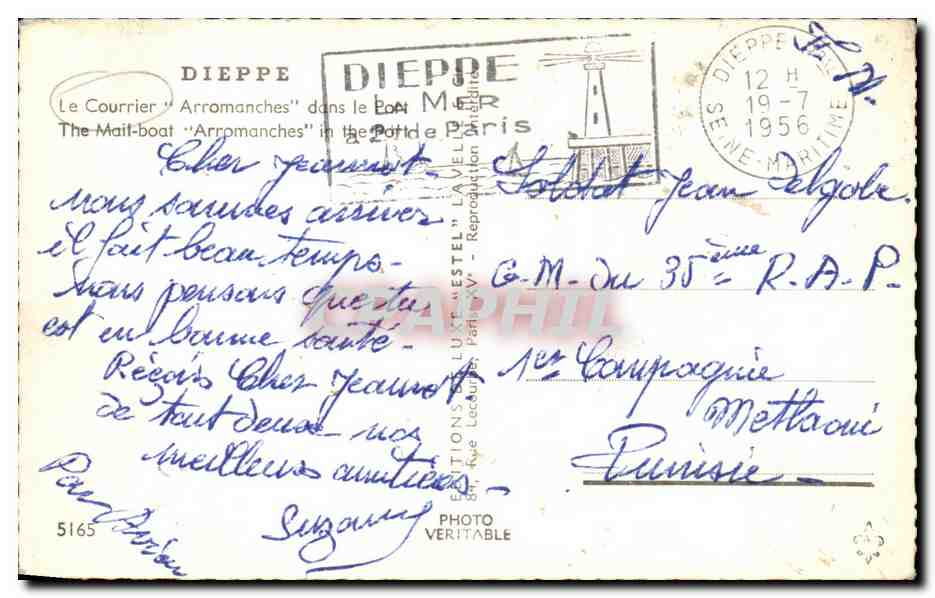 CPA Bateau Dieppe Courrier d'aRRomanches dans le port  — Back
