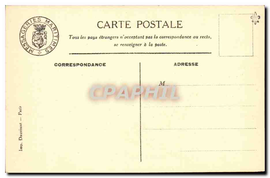 Le paquebot "Eridan" — Messageries Maritimes — éditeur non visible — Verso