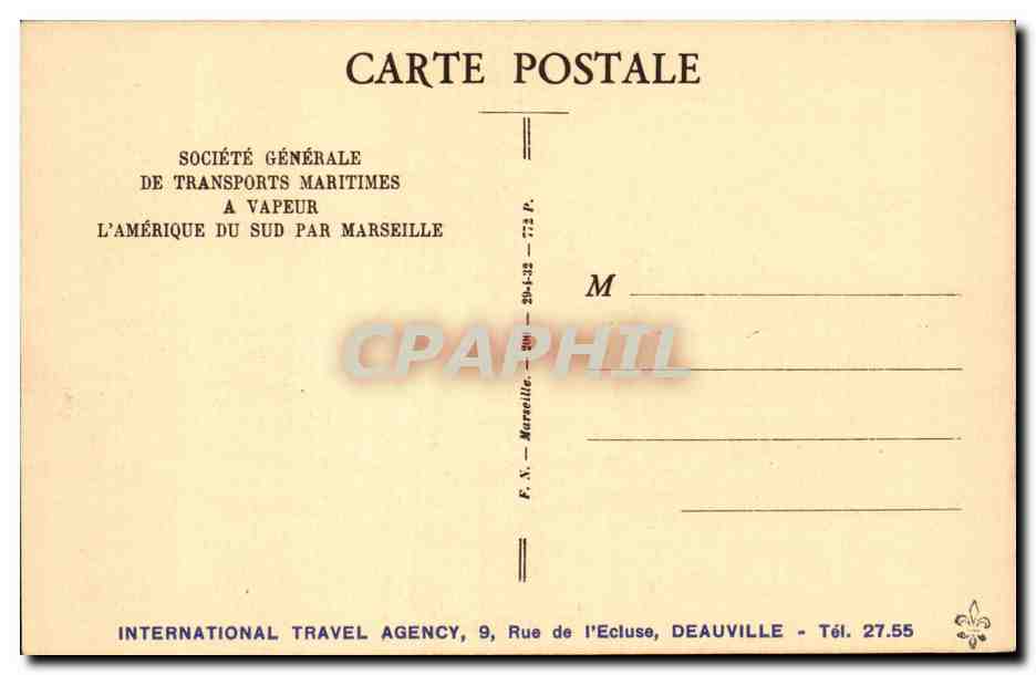 Paquebot "CAMPANA" — S.G.T.M. — Société Générale de Transports Maritimes — Verso