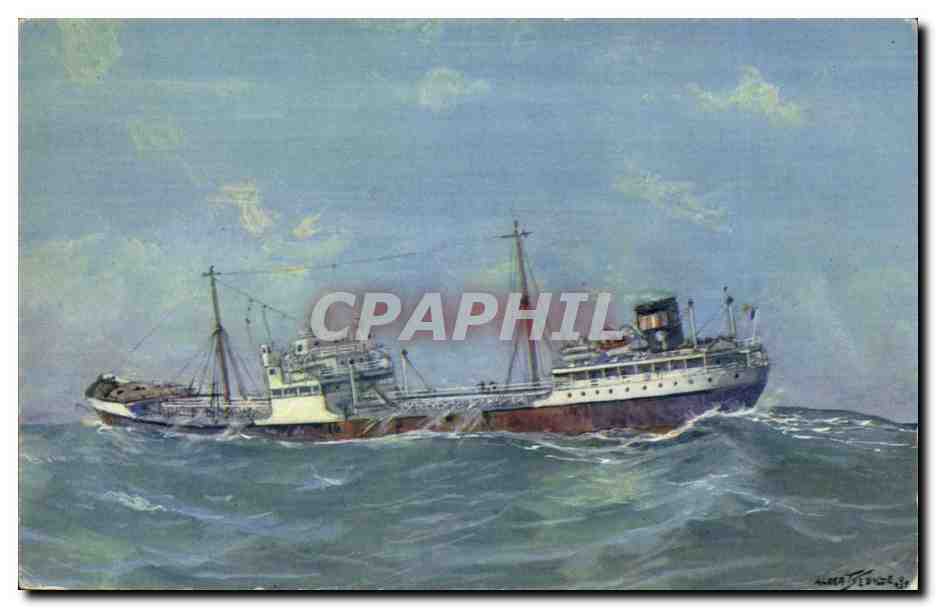 CPM Bateau Petrolier par gros temps en Mediterranee (tanker oil petrol)
