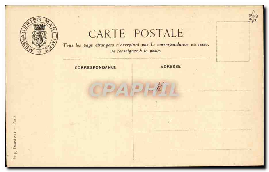 CPA Bateau Paquebot Messageries Maritimes Porthos — Verso