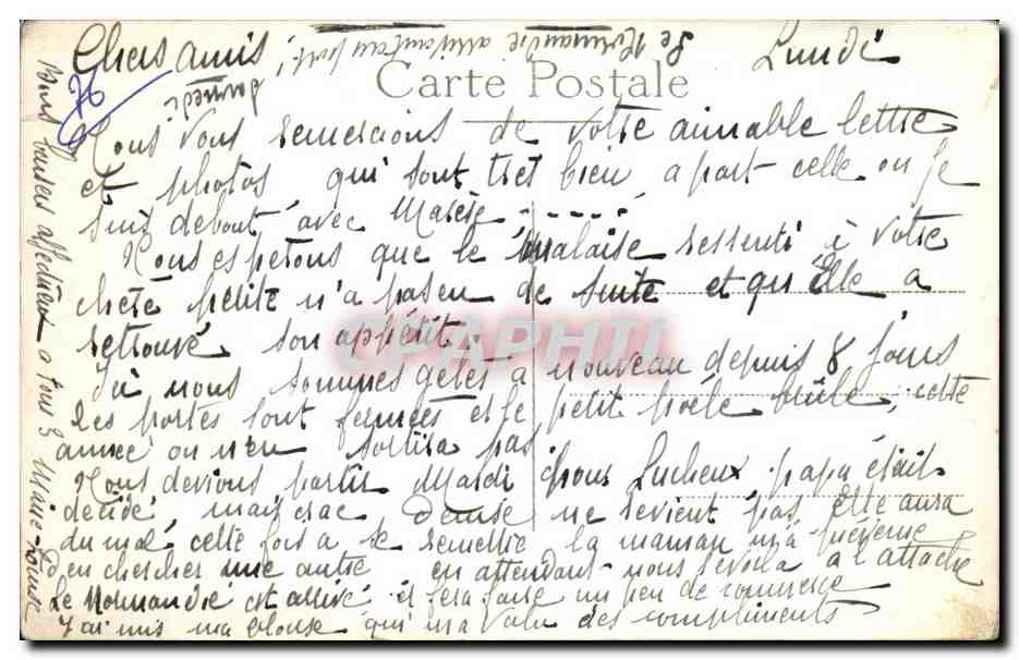 CPA Bateau Cie Gla Transatlantique Paquebot Normandie Ruban Bleu Southampton New York — Verso