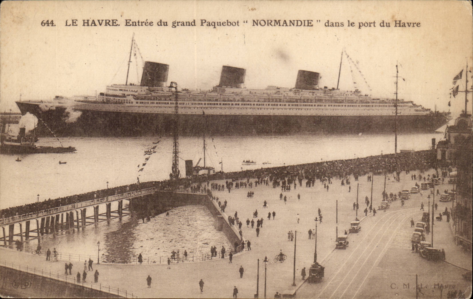 CPA Bateau Cie Gla Transatlantique Paquebot Normandie Ruban Bleu Southampton New York port du Havre