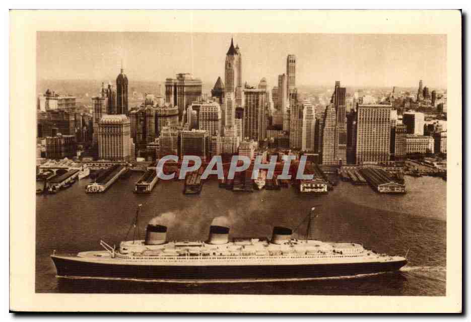 Entier Postal Bateau Cie Gla Transatlantique Paquebot Normandie Ruban Bleu Southampton New York 